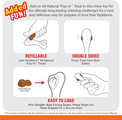 Nylabone Knuckle Bone & Pop-In Puppy Treat Toy Combo Power Chew Toy for Dogs, Dog Toys for Aggressive Chewers, Chicken Flavor