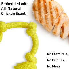 Playology Dri Tech Rope Dog Chew Toy for Large to X-Large Dogs 50lbs & up | Engaging, All-Natural Chicken Scented Yellow Dog Toy for Tough Chewers | Easy to Clean | Interactive and Non-Toxic