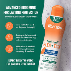 TropiClean Soothing Flea and Tick Shampoo Treatment for Dogs, Powerful & Natural Defense, Prevention for Large & Small Dogs 20 oz