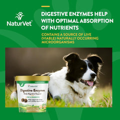 NaturVet – Digestive Enzymes - Plus Probiotics & Prebiotics – Helps Support Diet Change & A Healthy Digestive Tract – for Dogs & Cats (Soft Chews, 70 Count)