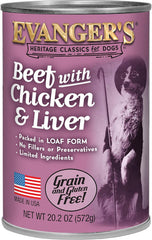 Evanger's Heritage Classic Beef with Chicken & Liver Jumbo for Dogs - 12, 20.2 oz Cans