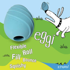 Nylabone Eggi Interactive Fillable Dog Chew Toy - Lightweight Bouncy Floatable Dog Treat Toy for Creative Play & Dog Exercise, Blue, Large/Giant - Up to 50 lbs. (1 Count)