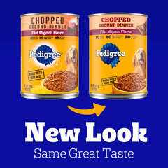 Pedigree Chopped Ground Dinner Adult Canned Soft Wet Dog Food, Filet Mignon Flavor, 13.2 oz. Cans (12 Count, Pack of 1)