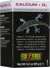 Exo Terra Calcium + D3 Powder: Ultra-fine, Phosphorus Free Formula Boosts Bone Health & Calcium Absorption Ideal for Insects, Fruits & Veggies 3.2 oz.
