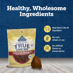True Chews - Blue Buffalo True Chews Premium Morsels Dog Treats, Made in The USA with Natural Ingredients, Steak, 10-oz Bag
