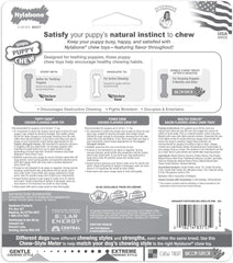 Nylabone Puppy Chew Toys & Natural Treat Triple Pack, Pink, Chicken & Bacon Flavor