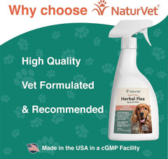 NaturVet – Herbal Flea Plus Essential Oils – Essential Oils – Deodorizes with a Fresh Herbal Fragrance – for Dogs & Cats – 16 oz Spray