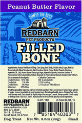 Redbarn Filled Dog Bones, Natural Long-Lasting Dental Treats; Suitable for Aggressive Chewers(Peanut Butter)