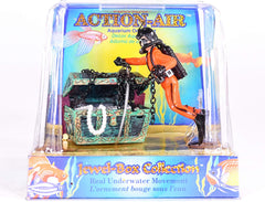 Penn-Plax Aquarium Decoration with Moving Treasure Chest, Floating Diver and Bubble Action, 4 Inches High
