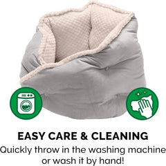 Furhaven 18" Round Pet Bed for Indoor Cats & Small Dogs, 100% Washable, For Pets Up to 14 lbs - Minky Plush & Velvet Hug Bed - Silver Gray, 18-inch