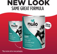 Nulo Freestyle All Breed Wet Canned Dog Food for Puppies, Premium All Natural Grain-Free, High Animal-Based Protein, Turkey, Cod, & Sweet Potato, 13 Ounce, 12 Cans