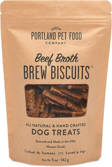 Portland Pet Food Company Beef Broth Brew Biscuit Dog Treats (1 Pack, 5 oz Bag) – All Natural, Human-Grade, USA-Sourced and Made, CRAFTED BY HUMANS LOVED BY DOGS