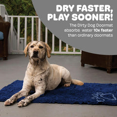 Dog Gone Smart Dirty Dog Doormat - Fast Drying Rug with Super Gripper Backing for Clean Floors - Super Absorbent and Machine Washable Mat for Muddy Paws - Bermuda Blue , 35In X 26 in
