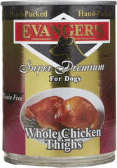 Evanger's Hand Packed Whole Chicken Thighs for Dogs, 12 x 12 oz cans