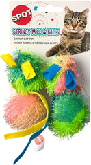 SPOT Stringy Mice & Balls - Catnip Cat Toys, Interactive, Colorful Plush Toys, Fun for Cats and Kittens to Bat and Chase, Boredom Buster - 2 Mice, 2 Balls