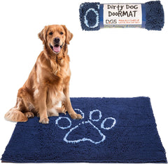 Dog Gone Smart Dirty Dog Doormat - Fast Drying Rug with Super Gripper Backing for Clean Floors - Super Absorbent and Machine Washable Mat for Muddy Paws - Bermuda Blue , 35In X 26 in