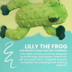 Snugarooz Lilly The Frog Plush Dog Toy with Repair Patch – Soft, Durable & Crinkly – Squeaky Plush Fun for Medium Dogs – Gentle Chewing & Snuggling Toy