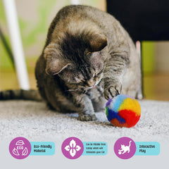 Ethical SPOT Kitty Yarn Puffs Colorful Woolen Yarn Cat Toy Contains Catnip 1.5" Pack of 4 Pet