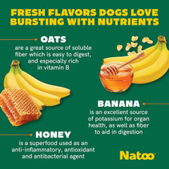 NATOO Dog Treats, Crunchy Biscuits Oats Banana and Honey, Natural Dog Treats, Rich in Omega 6, Prebiotics and Fiber, Antioxidants for Immunity, 8oz