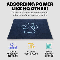 Dog Gone Smart Dirty Dog Doormat - Fast Drying Rug with Super Gripper Backing for Clean Floors - Super Absorbent and Machine Washable Mat for Muddy Paws - Bermuda Blue , 35In X 26 in