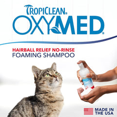 TropiClean Oxymed Waterless Cat Shampoo and Conditioner | A No-Rinse Cat Wash for Hairball Relief |