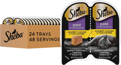 Sheba Perfect Portions Wet Cat Food Pate Gourmet Chicken and Tuna Entree, 2.6 oz. Twin-Pack Trays (24 Count, 48 Servings)