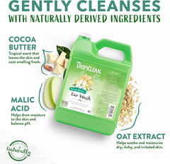 TropiClean Cocoa Butter Ear Wash for Dogs & Cats | Alcohol Free Dog Ear Cleaner Solution | Pet Ear Wash Derived from Natural Ingredients |