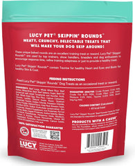 Lucy Pet Skippin' Rounds Beef Formula Dog Treats; Crunchy, Meaty Baked Treats, 8oz Bag