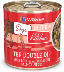 Weruva Dogs in The Kitchen, The Double Dip with Beef & Wild-Caught Salmon Au Jus Dog Food (Pack of 12)