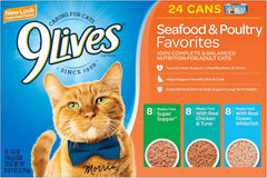 9Lives Seafood & Poultry Favorites Wet Cat Food Variety 5.5 Ounce Can (Pack of 24)