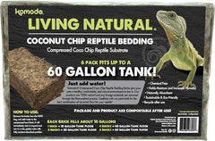 Komodo Coconut Coir Chip 3 Brick Pack | 100% Natural Coconut Coir Reptile Terrarium Habitat Bedding | Retains Moisture for Regulating Humidity | Fits up to a 60 Gallon Tank