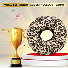 Comfurt - Comfort Collar by Comfurt Collar - Cheetah Print - Pet Recovery Collar for Dogs, Cats, & Rabbits - Protective Soft Stuffed Pet Collar, Adjustable, Leash Attachment, Post Surgery Cone Alternative