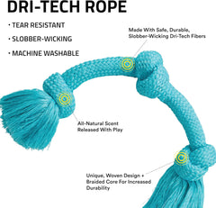 Playology Dri Tech Rope Dog Chew Toy , All-Natural Peanut Butter Scented