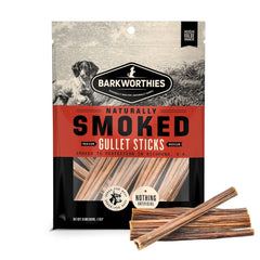 Barkworthies Smoked Gullet Sticks - All-Natural Beef Gullet Sticks for Dogs - Thin, Hollow Treats - Rawhide-Free Dog Chews