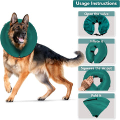 ZenPet Protective Inflatable Recovery Collar for Dogs and Cats (Teal) - Soft Pet Cone