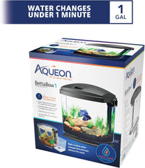 Aqueon BettaBow with Quick Clean Technology Aquarium Kit, Black Black 1 Gallon