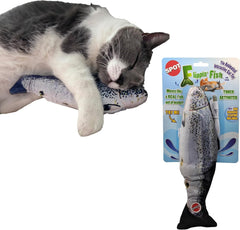 SPOT Flippin' Fish Interactive Cat Toy with Catnip for Indoor Cats & Kittens - Touch Activated, Flipping Tail, Rechargeable with USB, Hours of Fun - 11.5 inch