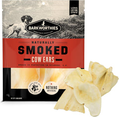 Barkworthies Smoked Cow Ears for Dogs, 5 Count (Pack of 1) - All-Natural, High-Protein Hickory-Smoked Dog Chews - Highly Digestible Treats - Supports Dental Health