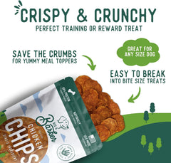 Beg & Barker Chicken Chips for Dogs - Single Ingredient Dog Treats Made for Small and Large Dogs Protein Human Grade Dog Treats Made from Real Meat Chicken, Made in USA