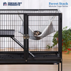 Prevue Pet Products Ferret Stack One Story Ferret Home with Portable Stand, Escape Proof Lock, Hammock, Ramps, Expandable Add-On Cage Stacking System