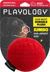 Playology Plush Squeaky Ball , All Natural Beef Scented Plush Dog Toy