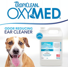 TropiClean Oxymed Cat & Dog Ear Cleaner Solution | Care Solution for Pet Ears | Suitable for Dogs & Cats | 1 Gallon|