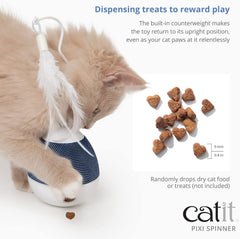 Catit PIXI Spinner, Treat Dispensing Cat Toy, Silver