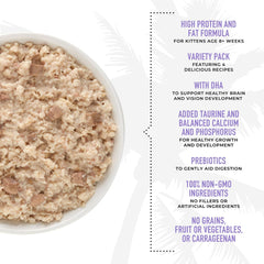 Tiki Cat Baby, Shreds Variety Pack, High-Protein and Flavorful, Wet Cat Food for Kittens 8 Weeks Plus