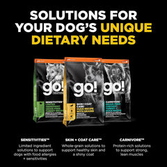 Go! Solutions Skin + Coat Care, Dry Dog Food, Duck Recipe with Grains