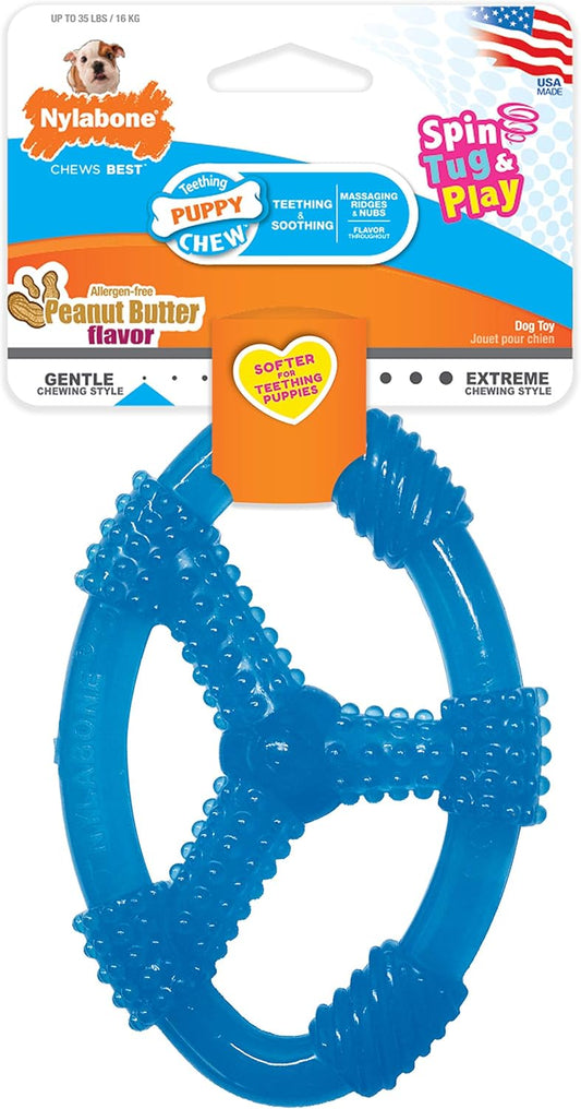 Nylabone Spin Tug & Play Puppy Chew Toy for Teething - Puppy Supplies - Peanut Butter Flavor