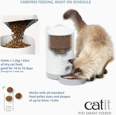 Catit - PIXI Smart Feeder - Automatic Cat Food Dispenser - Timed Pet Feeder for Cats with Dry Food Dispenser, Dessicant Bag, Portion Control, WiFi Enabled