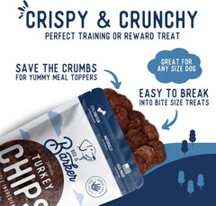 Beg & Barker Turkey Chips for Dogs - Single Ingredient Dog Treats Made for Large & Small Dogs Protein Human Grade Dog Treats Made from Real Meat Turkey, Made in USA