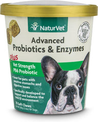 NaturVet Advanced Probiotics & Enzymes Plus Vet Strength PB6 Probiotic Soft Chews for Dogs, 5.9 oz., Count of 70, 70 CT