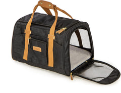 Sherpa Element Travel Pet Carrier, Airline Approved, Padded & Washable, Includes Mesh Windows & Spring Frame, Black and Tan, Large